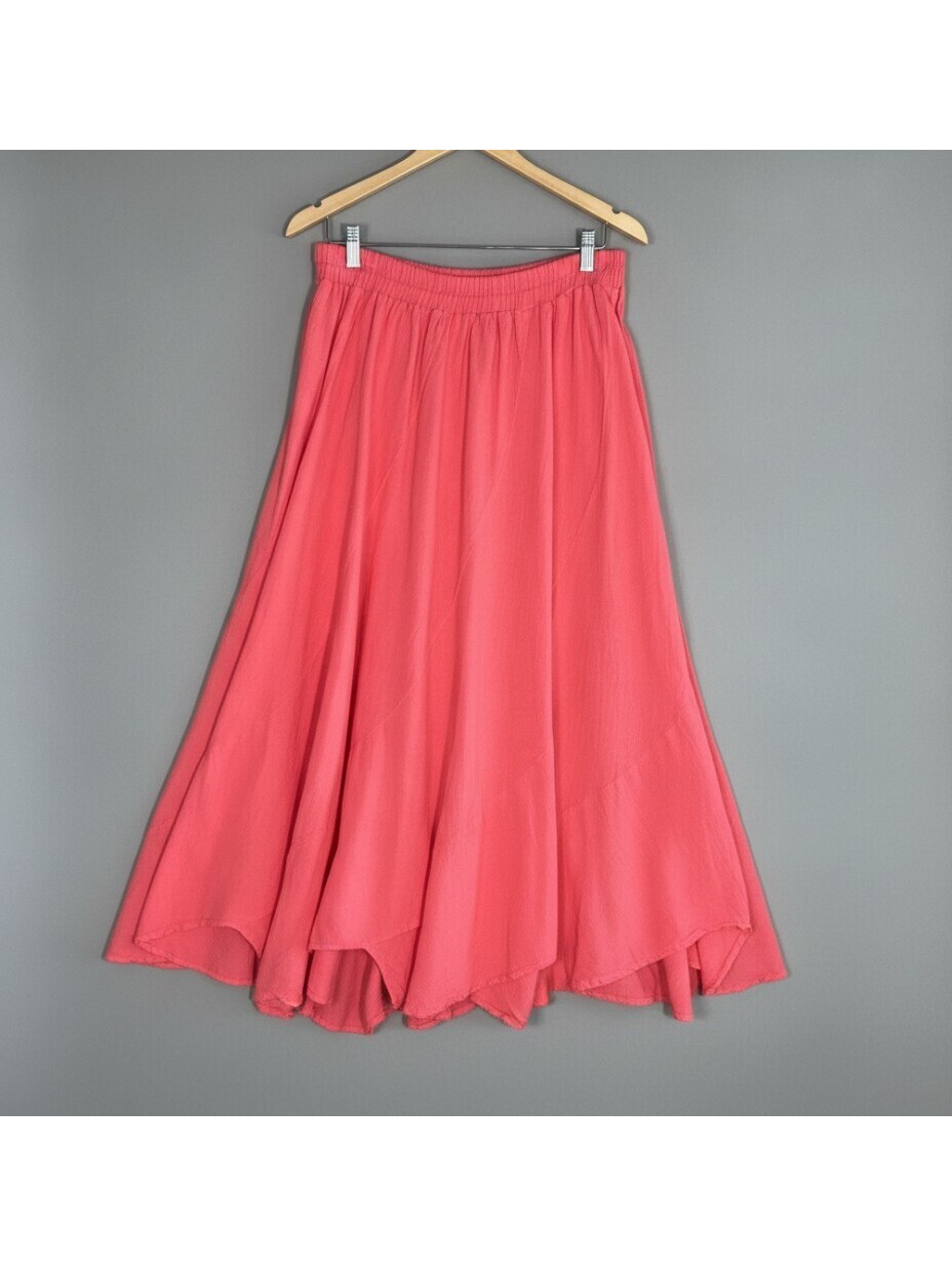 Cecilia Nathal Womens Xl Coral Pink 100% Cotton Textured Flowy Maxi Skirt